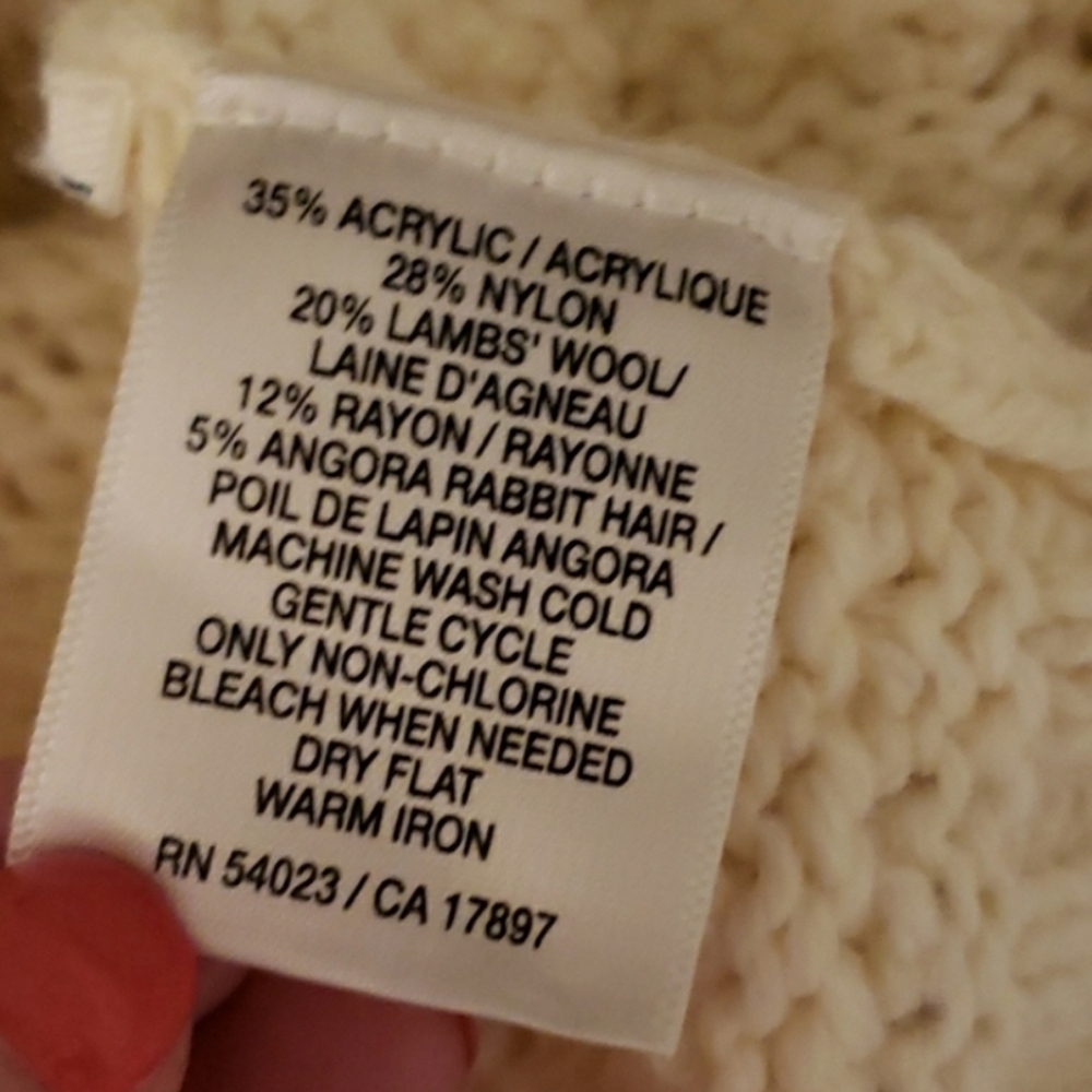 Old Navy Angora Wool Rabbit Cream Sweater Hoodie Textured Tight Knit Comfy Rare - Picture 4 of 16